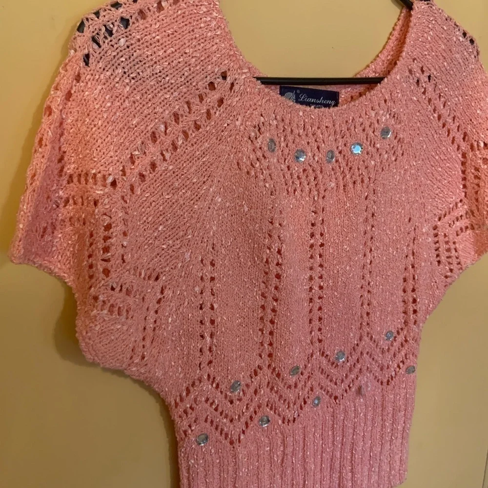 LIANSHENG WOMEN PINK KNITTED SWEATER